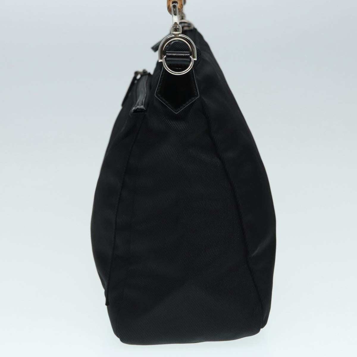 Gucci Vintage Bamboo Handle Bag Nylon, Black, Nylon, Handbag