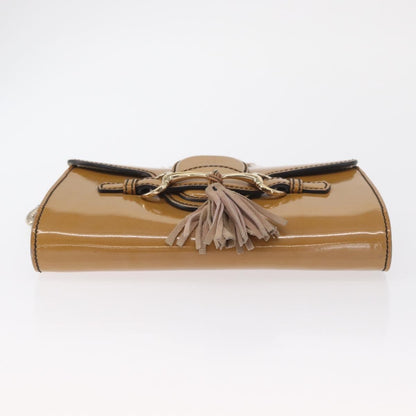 Gucci Emily Chain Flap Bag Patent, BEIGE, PATENT_LEATHER, Shoulder bag
