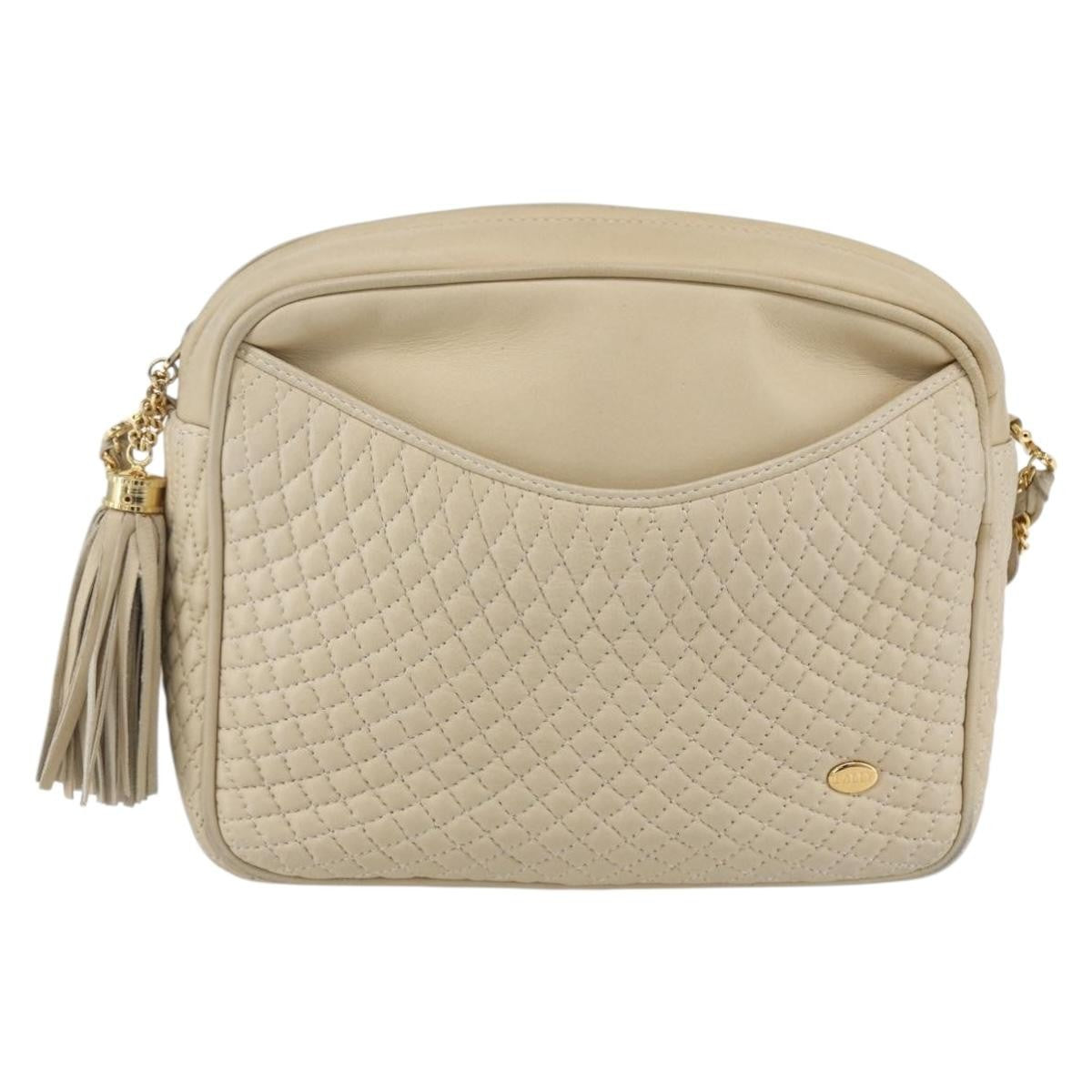 Bally Vintage Shoulder Bag Quilted leather, ECRU, LEATHER, Shoulder bag