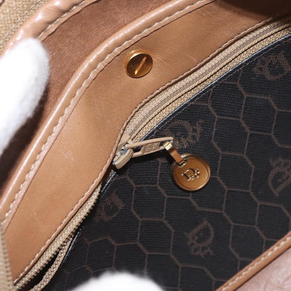 Christian Dior Vintage Honeycomb Shoulder Bag Canvas and Leather, BLACK, CANVAS, Shoulder bag