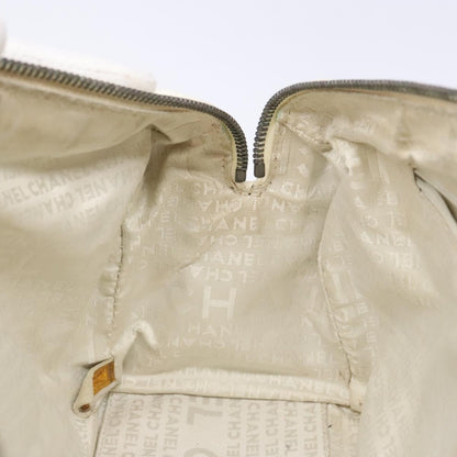 Chanel Square Stitch Duffle Bag Quilted Caviar, WHITE, LEATHER, Travel bag