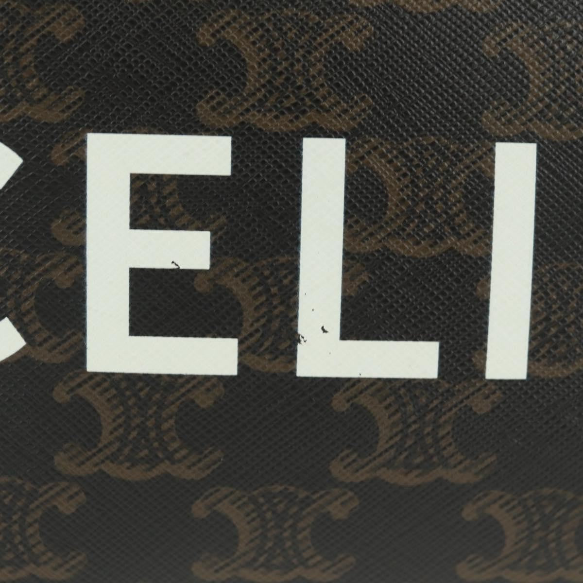 Celine Logo Messenger Bag Triomphe Coated Canvas, Black, PVC, Shoulder Bag