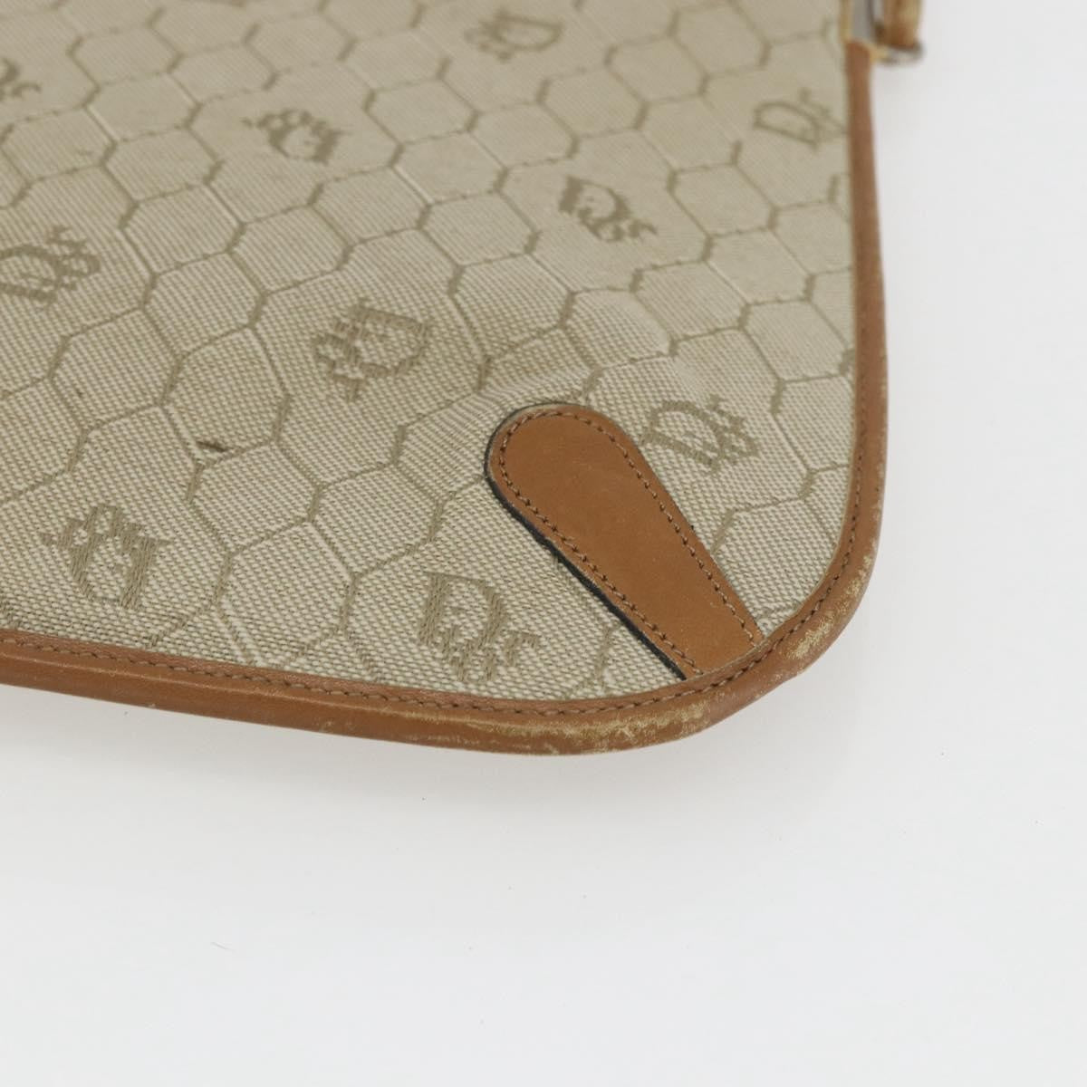 Christian Dior Vintage Honeycomb Shoulder Bag Canvas and Leather, BEIGE, CANVAS, Shoulder bag