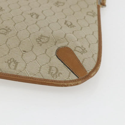 Christian Dior Vintage Honeycomb Shoulder Bag Canvas and Leather, BEIGE, CANVAS, Shoulder bag