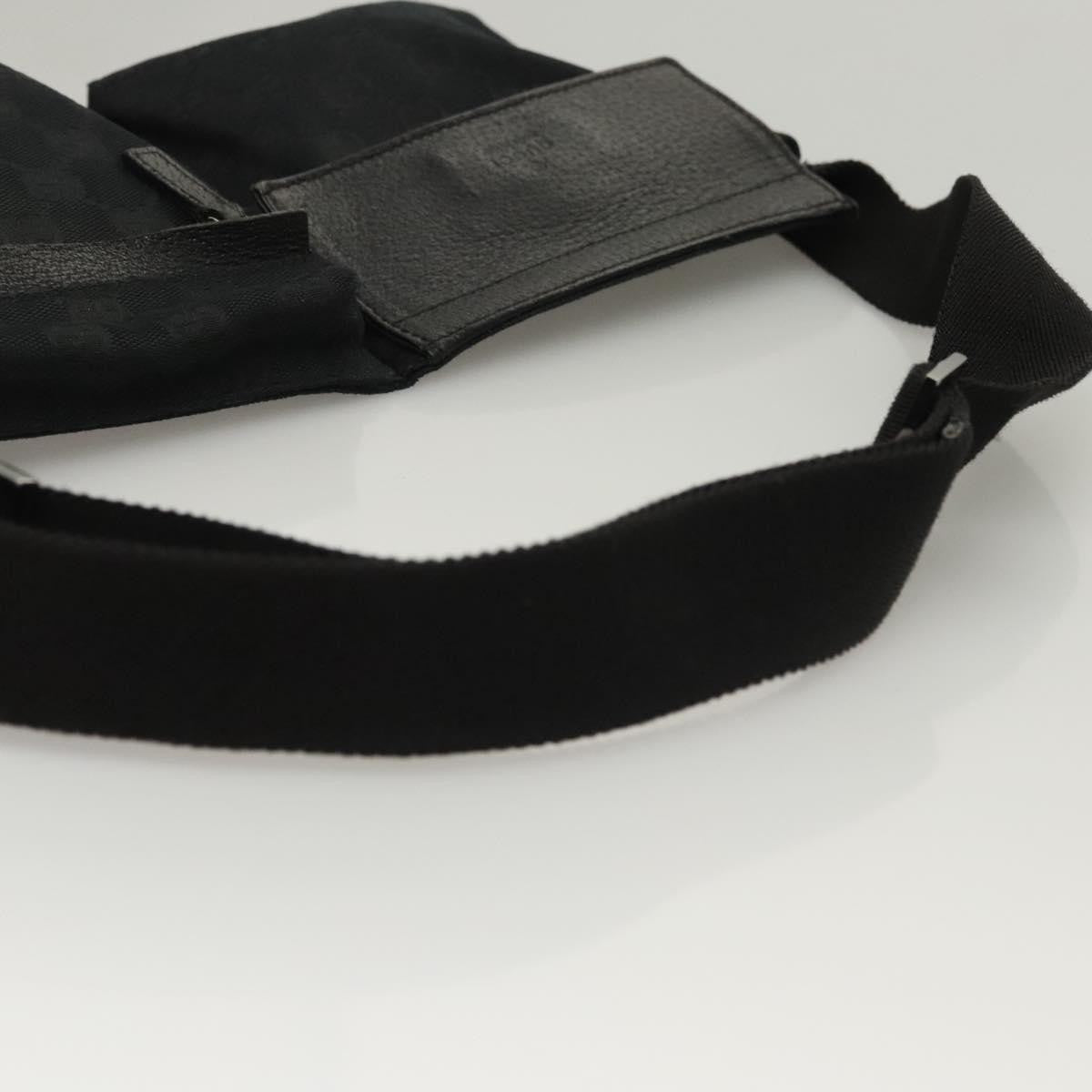 Gucci Vintage Double Belt Bag GG Canvas with Leather, BLACK, CANVAS, Shoulder bag