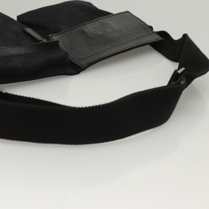 Gucci Vintage Double Belt Bag GG Canvas with Leather, BLACK, CANVAS, Shoulder bag