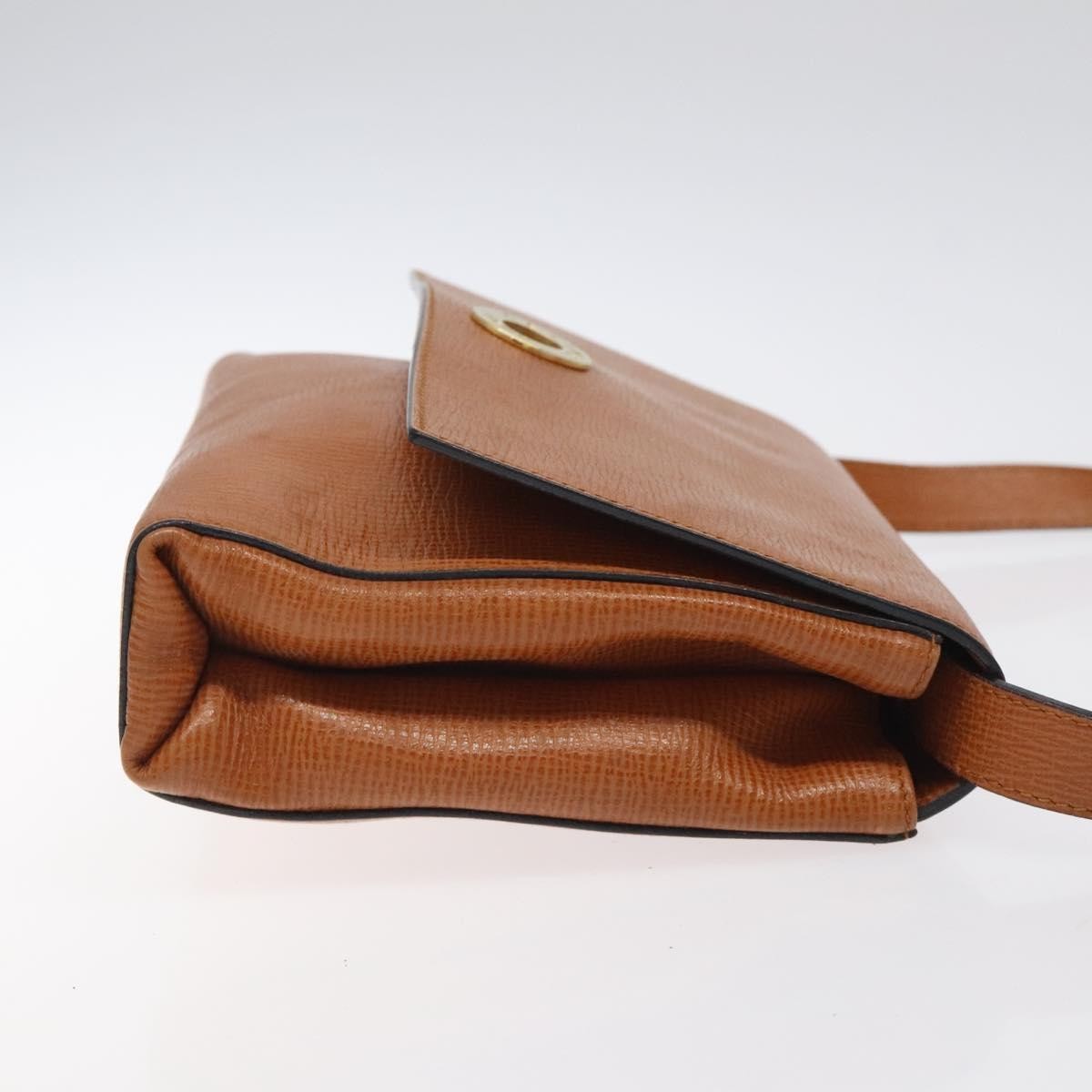 Celine Circle logo Leather, BROWN, LEATHER, Shoulder bag