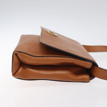 Celine Circle logo Leather, BROWN, LEATHER, Shoulder bag