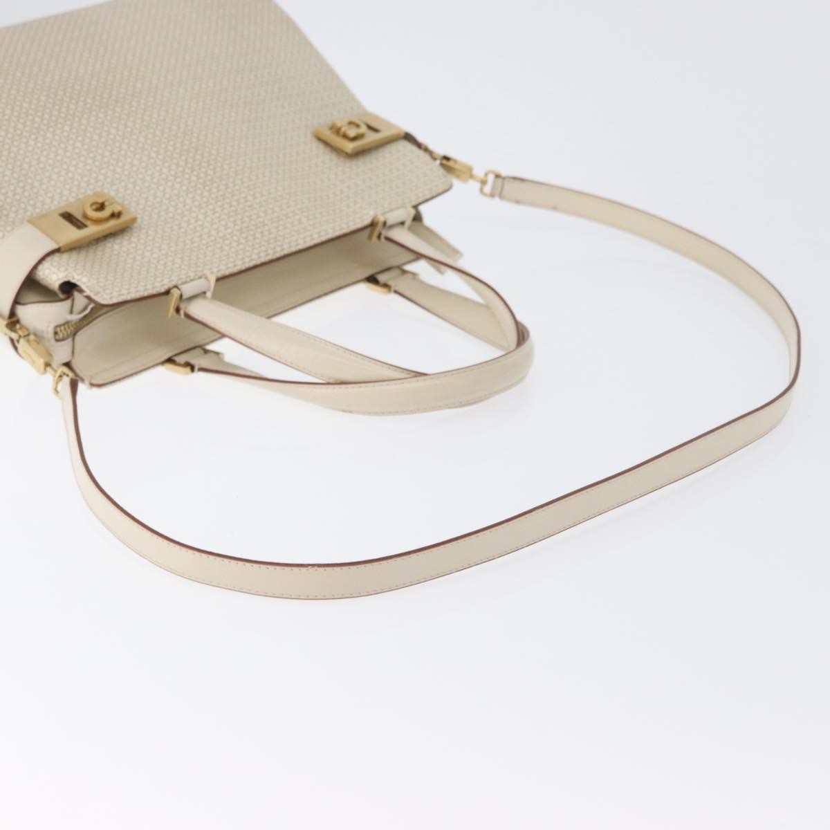 Salvatore Ferragamo Double Gancini Side Buckle Tote Leather, BEIGE, LEATHER, Handbag