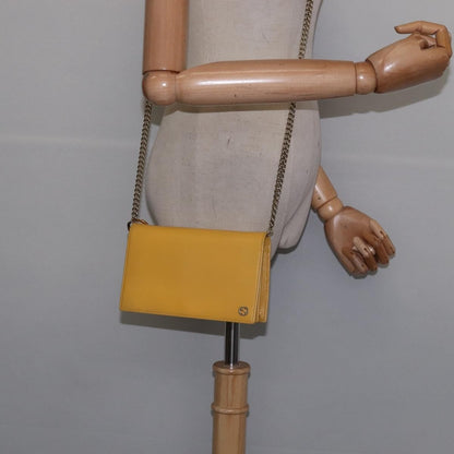 Gucci Betty Chain Wallet Leather, YELLOW, LEATHER, Clutche & pouche