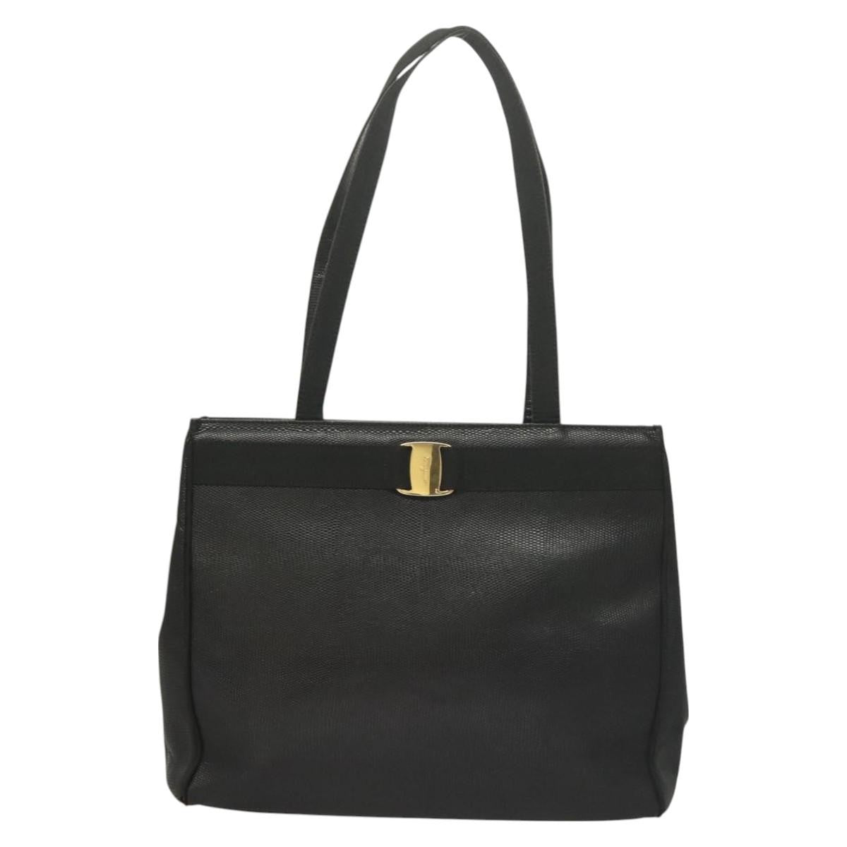 Salvatore Ferragamo Vala Shoulder Bag Leather, BLACK, LEATHER, Shoulder bag