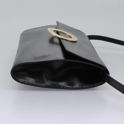 Celine Vintage Circle Logo Crossbody Bag Leather, BLACK, LEATHER, Crossbody bag
