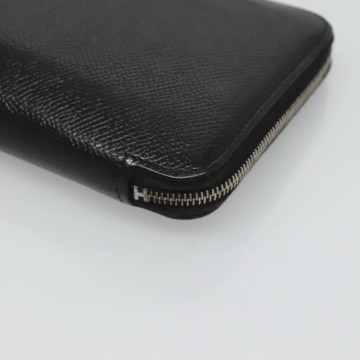 Hermes Azap Zip Around Wallet Silk'in Epsom, Black, Leather, Wallet