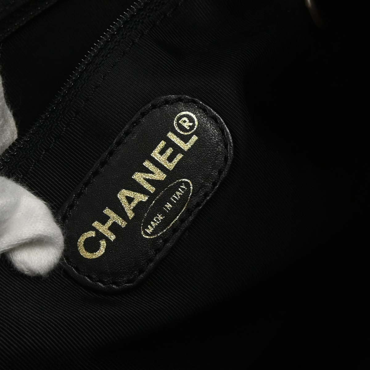 Chanel Vintage CC Resin Chain Tote Leather, BLACK, LEATHER, Tote bag