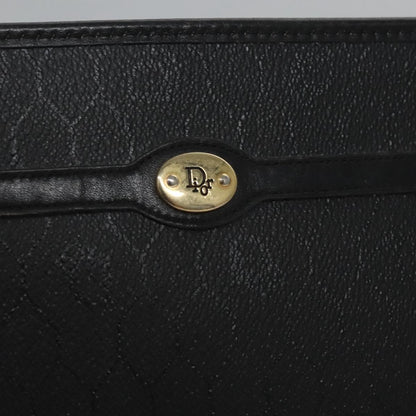 Christian Dior Vintage Honeycomb Zip Pouch Coated Canvas, BLACK, CANVAS, Clutche & pouche