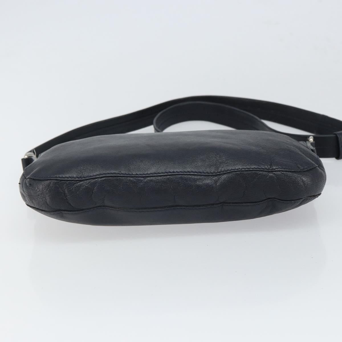 Celine Vintage Shoulder Bag Leather, NAVY, LEATHER, Shoulder bag