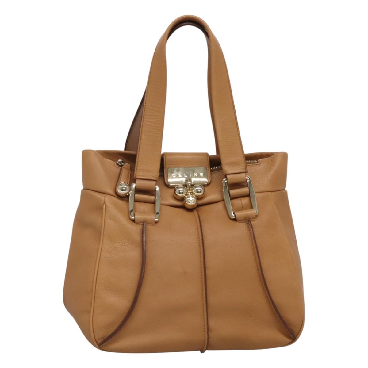 Celine Handbag Leather, BEIGE, LEATHER, Handbag