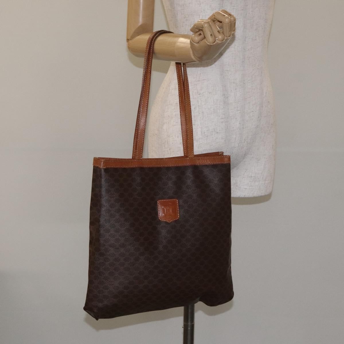 Celine Vintage Macadam Tote bag Canvas and Leather, BROWN, CANVAS, Tote bag