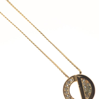 Christian Dior CD Pendant Necklace Metal and Crystals, GOLD, METAL, Necklace