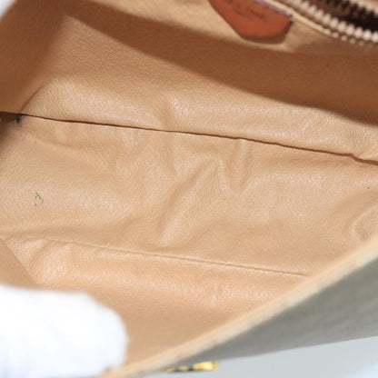 Celine Vintage Macadam Circle Logo Shoulder Bag Canvas and Leather, BEIGE, CANVAS, Shoulder bag