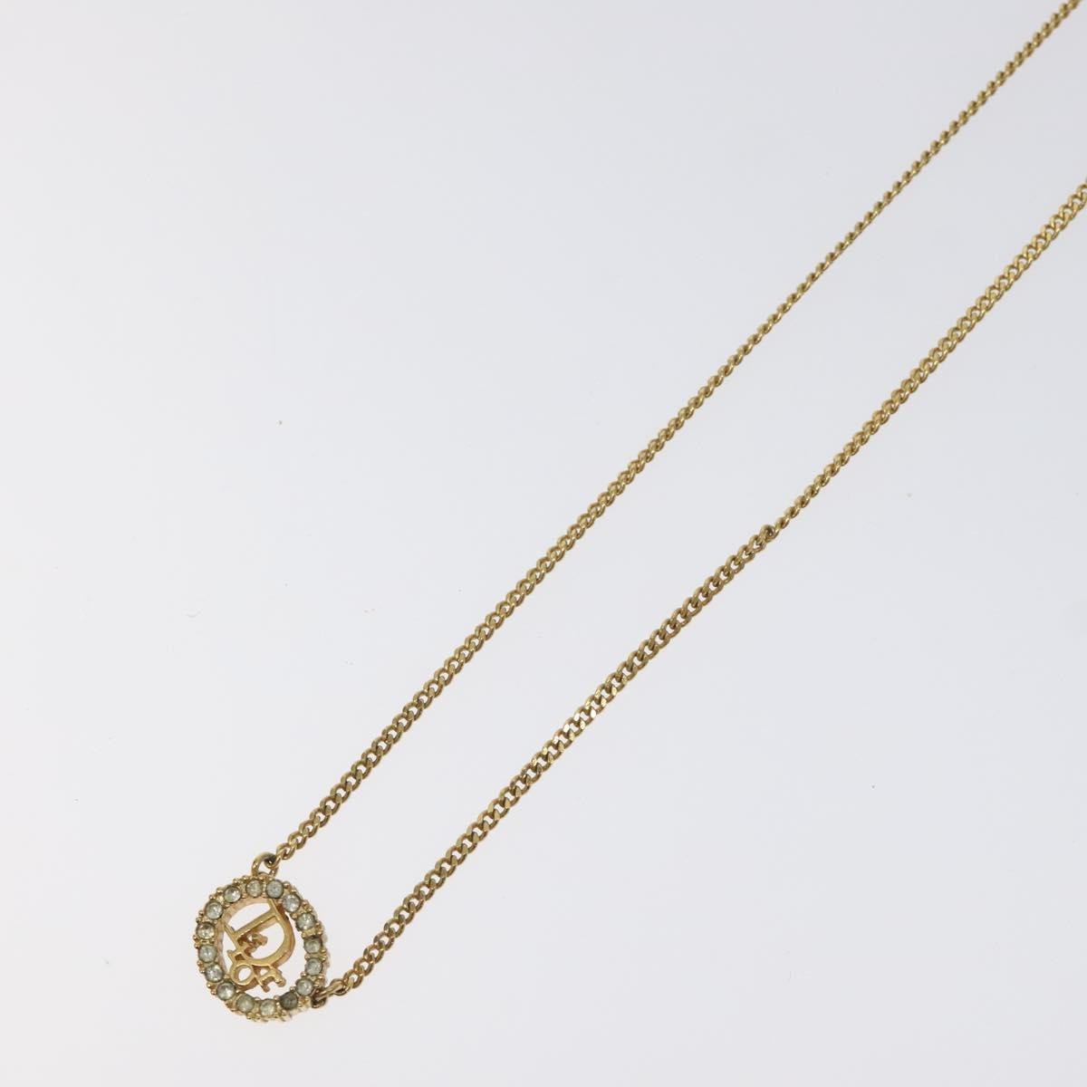 Christian Dior Vintage Logo Round Pendant Necklace Metal, GOLD, METAL, Necklace