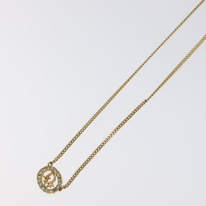 Christian Dior Vintage Logo Round Pendant Necklace Metal, GOLD, METAL, Necklace