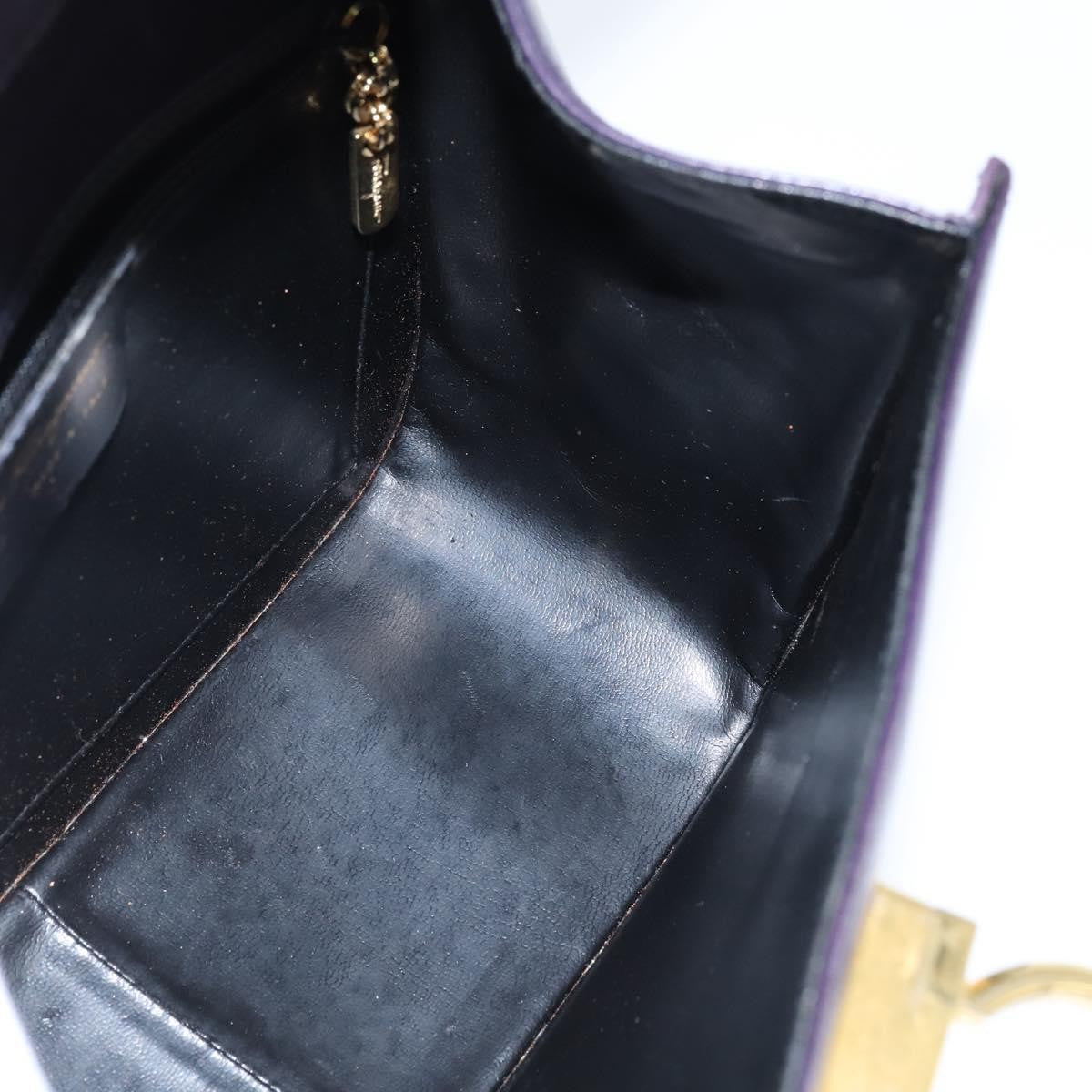 Salvatore Ferragamo Gancini Shoulder Bag Leather, NAVY, LEATHER, Shoulder bag
