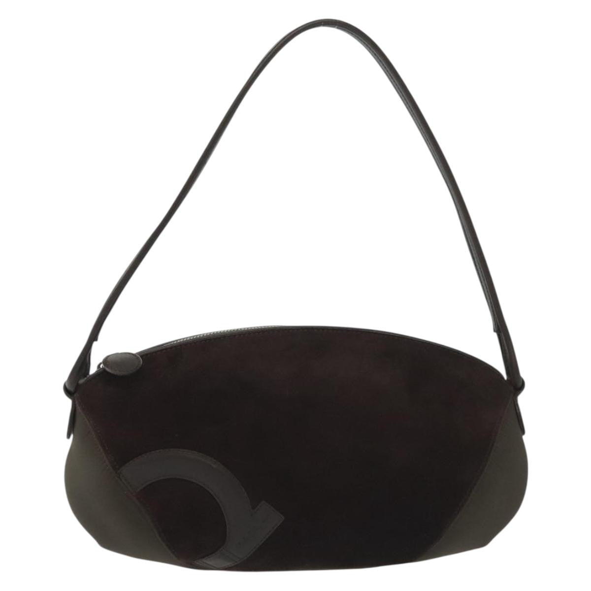 Salvatore Ferragamo Pochette Pony Hair, BROWN, SUEDE, Shoulder bag