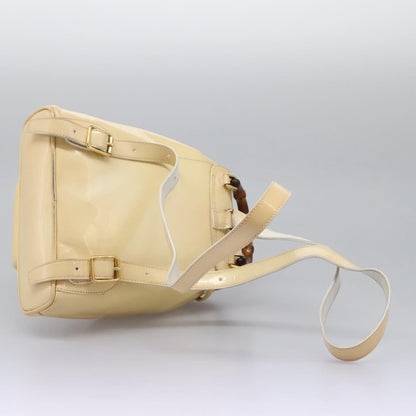 Gucci Vintage Bamboo Backpack Patent, Beige, Patent Leather, Backpack