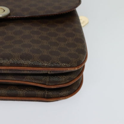 Celine Vintage Macadam Shoulder Bag Canvas and Leather, BROWN, CANVAS, Shoulder bag