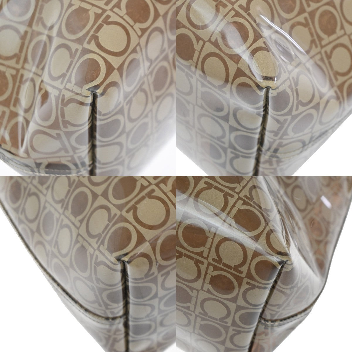 Salvatore Ferragamo Gancini Shoulder Bag Vinyl, Brown, Plastic, Shoulder Bag