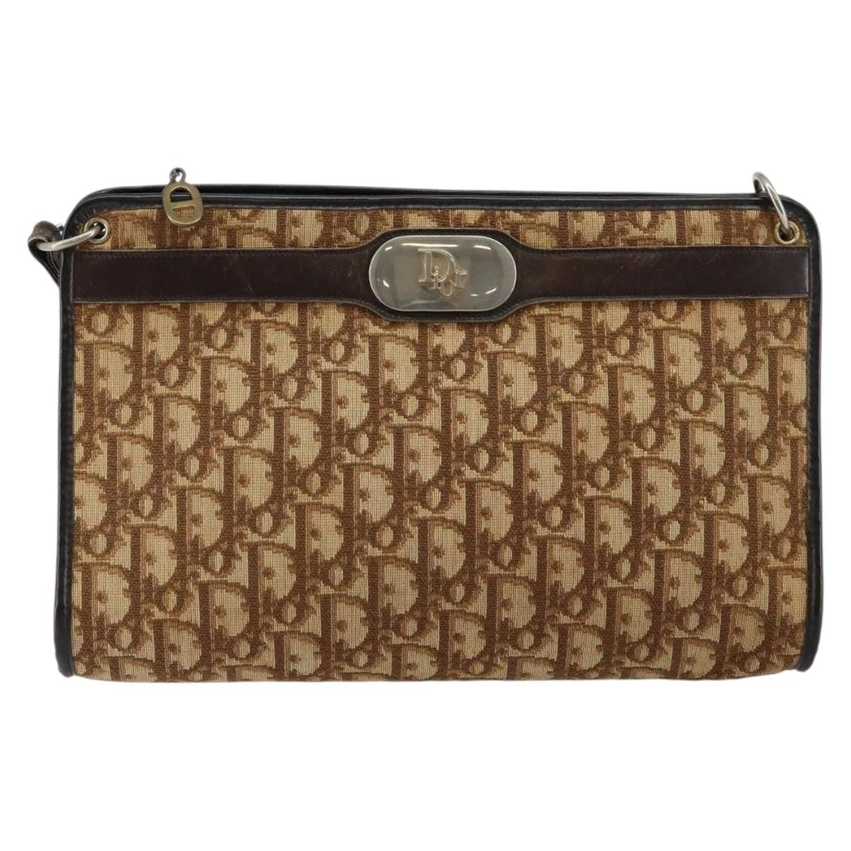 Christian Dior Vintage Trotter Shoulder Bag Canvas, BROWN, CANVAS, Shoulder bag