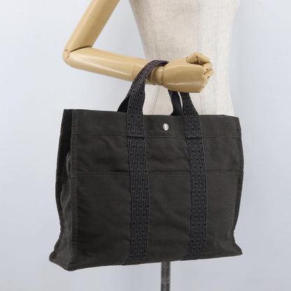 Hermes Fourre-tout Herline Canvas, GRAY, CANVAS, Tote bag