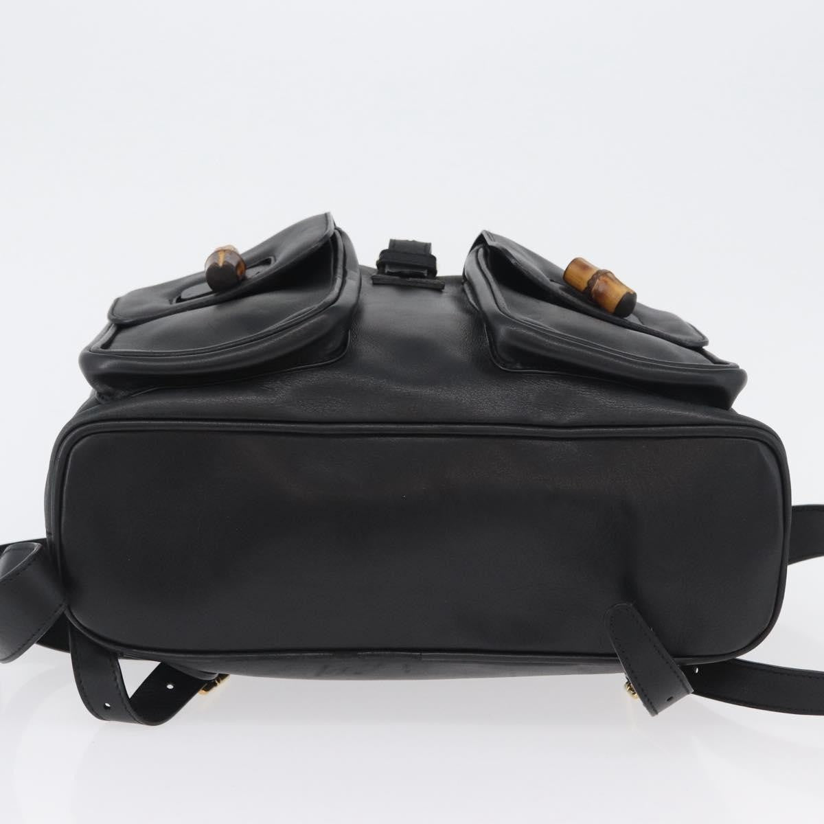 Gucci Vintage Bamboo Backpack Leather, BLACK, LEATHER, Backpack