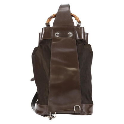 Gucci Vintage Bamboo Sling Backpack Nylon, BROWN, NYLON, Backpack