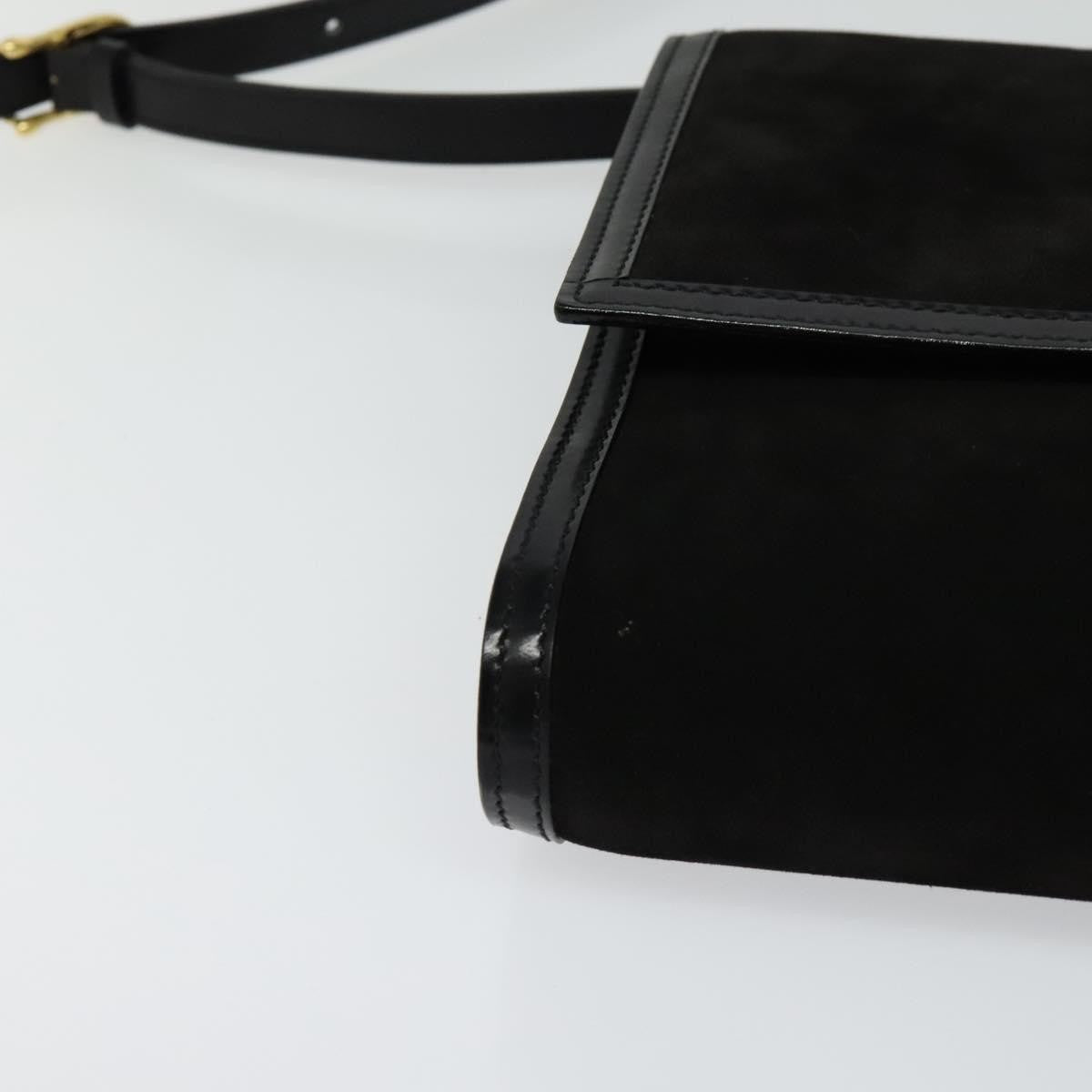 Celine Vintage Shoulder Bag Suede, BLACK, SUEDE, Shoulder bag
