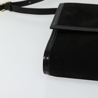 Celine Vintage Shoulder Bag Suede, BLACK, SUEDE, Shoulder bag