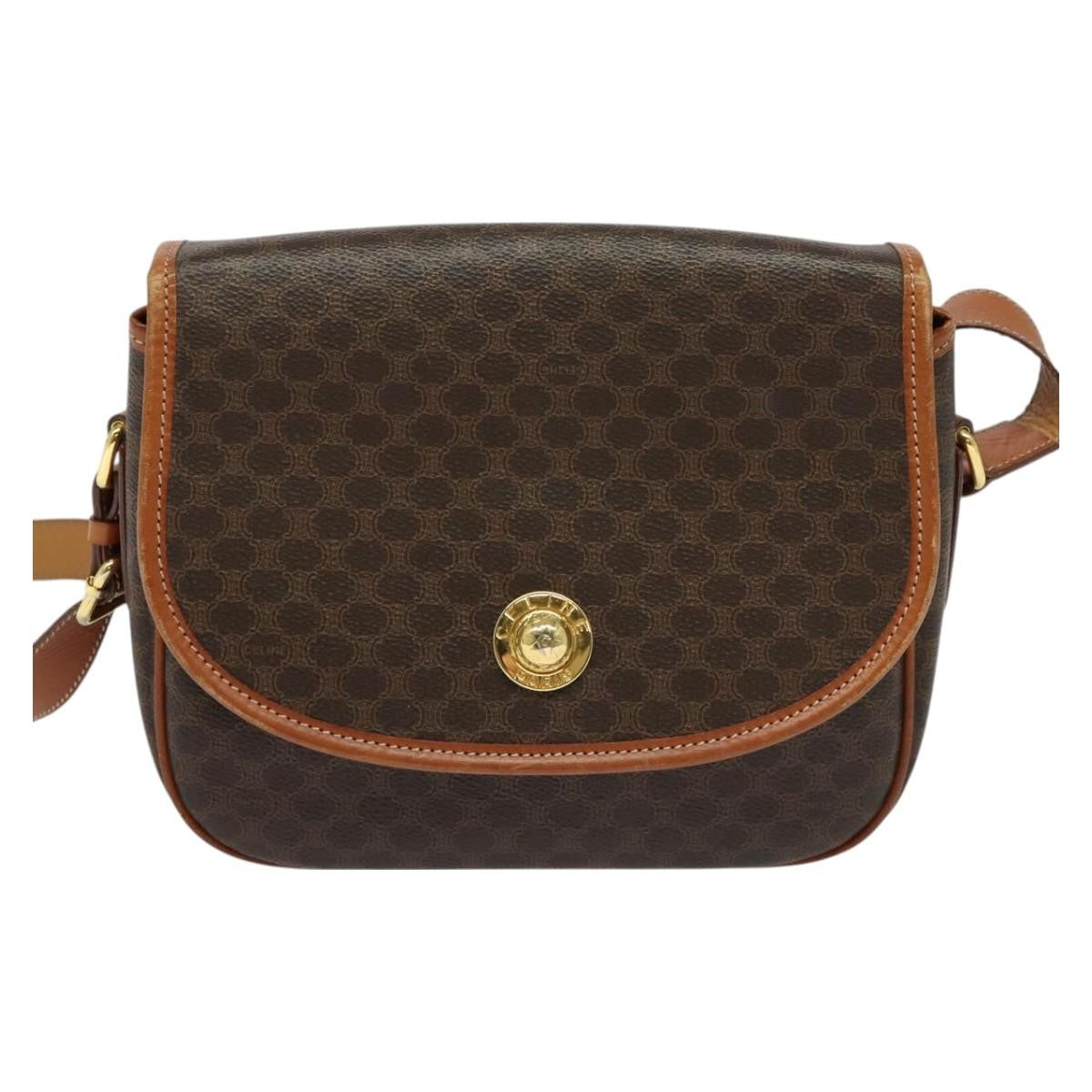 Celine Macadam Shoulder Bag PVC Leather, BROWN, CANVAS, Shoulder bag