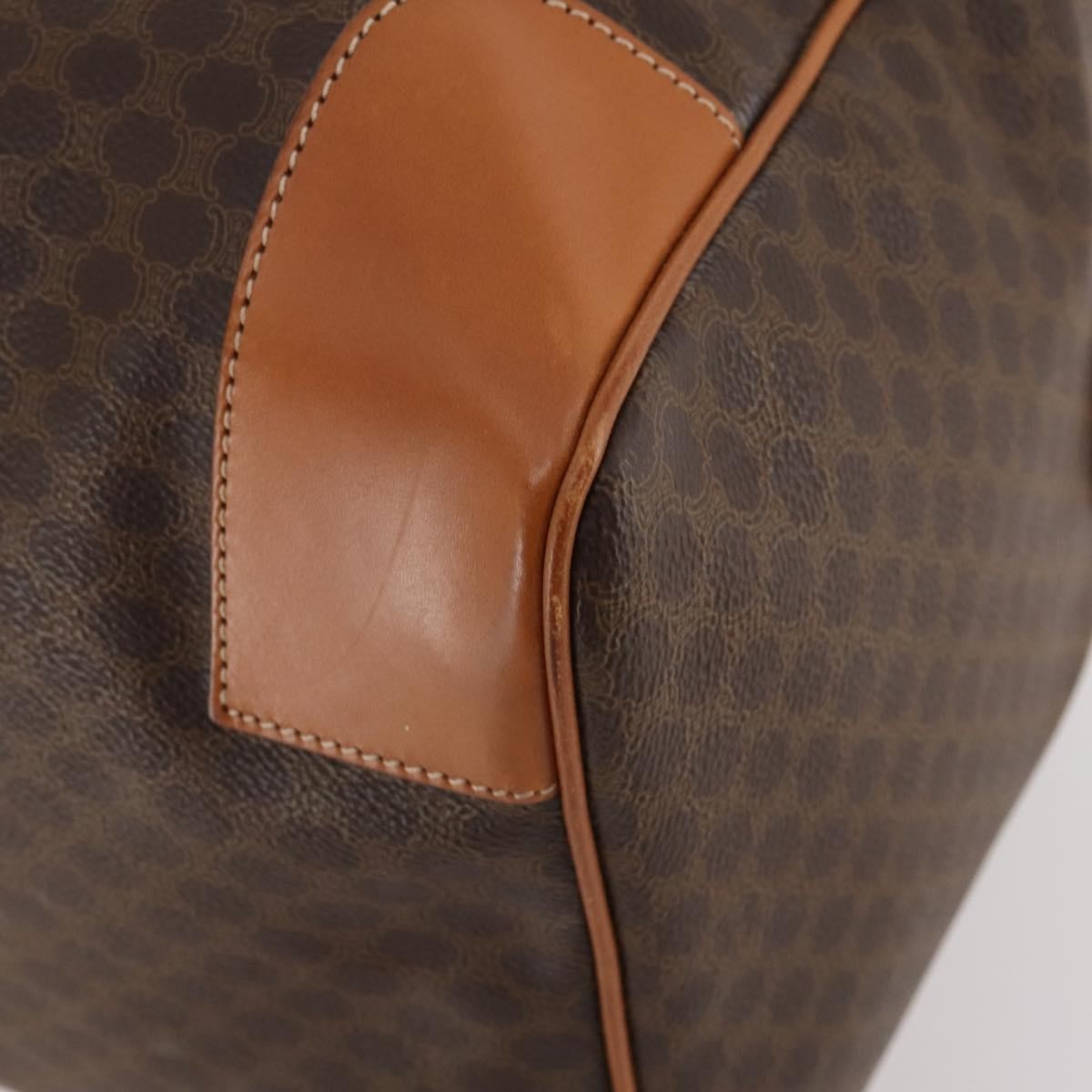 Celine Vintage Duffle Bag Canvas and Leather, Brown, Canvas, Travel Bag