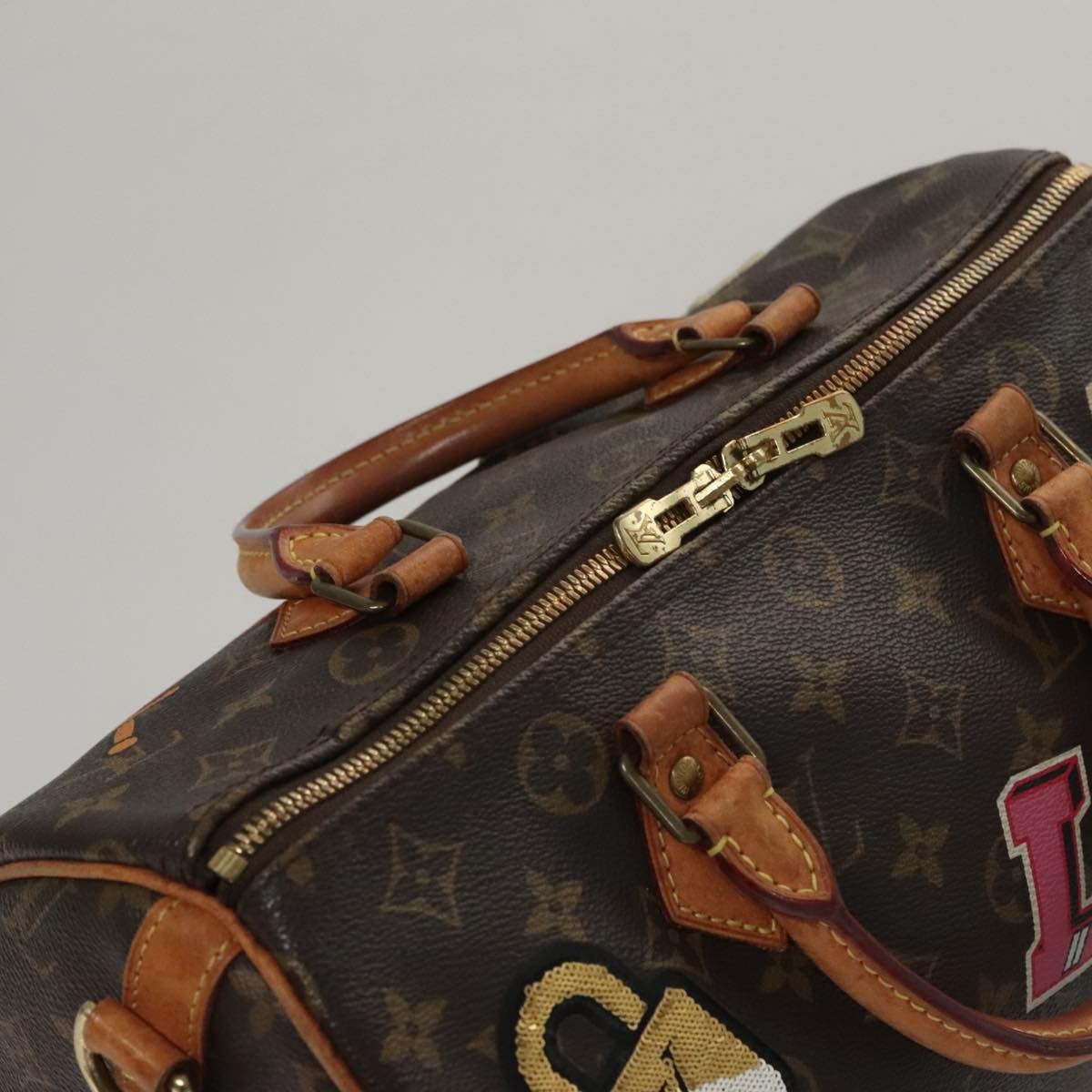 Louis Vuitton Speedy Bandouliere Bag Limited Edition Patches Monogram Canvas, BROWN, CANVAS, Handbag