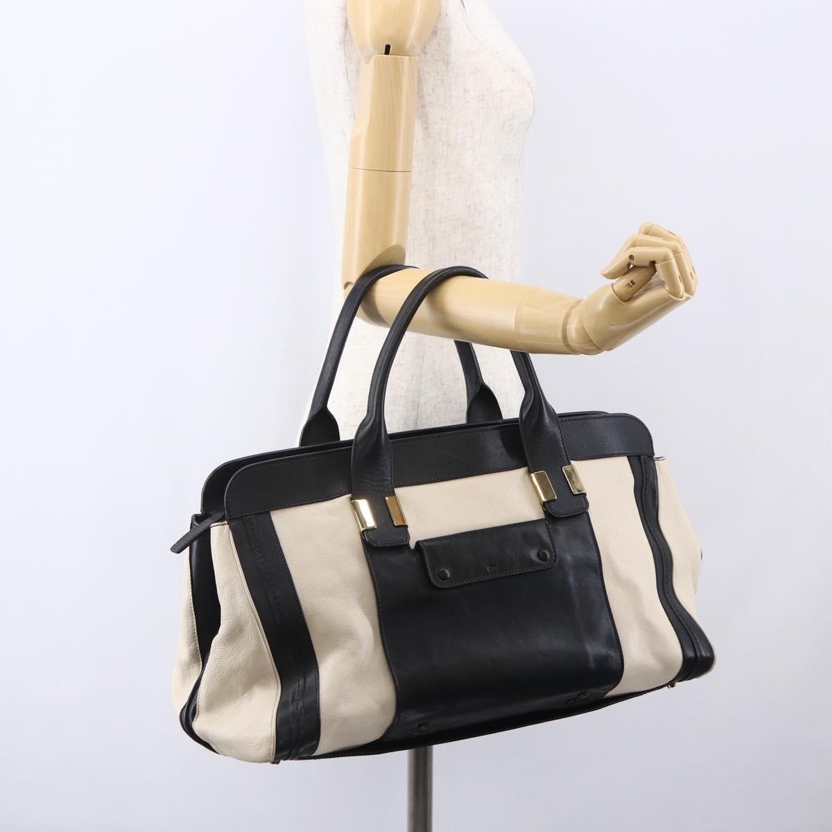 Chloe Alice Satchel Leather, BLACK, LEATHER, Handbag