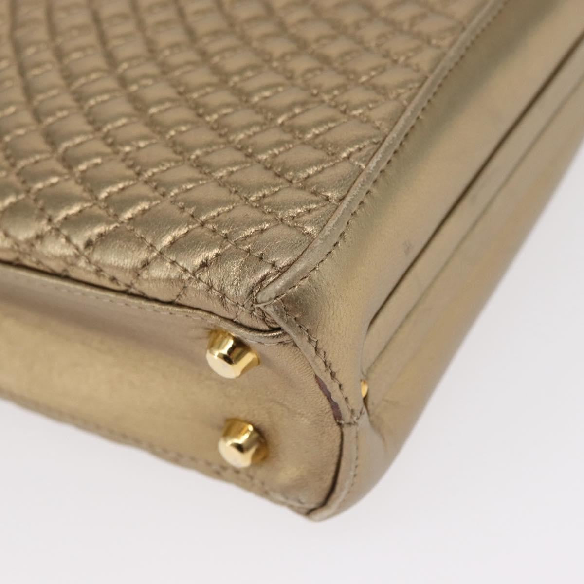 Bally Vintage Handbag Quilted Leather, GOLD, LEATHER, Handbag