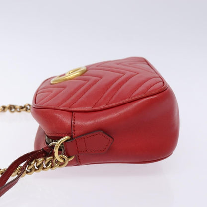 Gucci GG Marmont Monochrome Shoulder Bag Matelasse Leather, RED, LEATHER, Shoulder bag