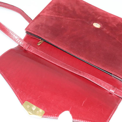 Salvatore Ferragamo Flap Shoulder Bag Suede, BURGUNDY, SUEDE, Shoulder bag
