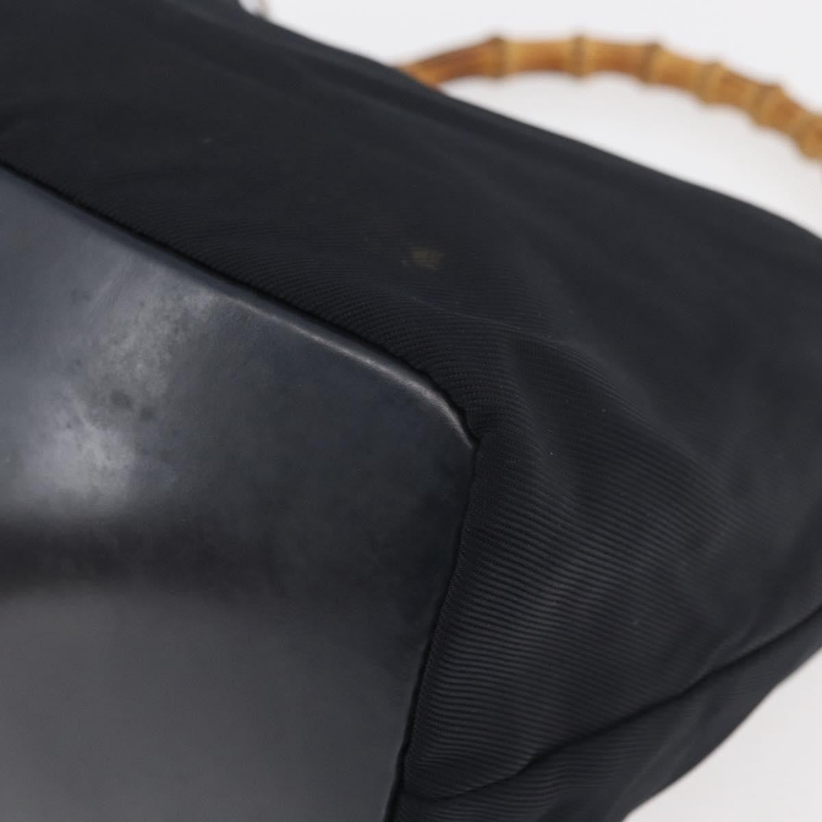 Gucci Vintage Bamboo Hobo Nylon, Navy, Nylon, Shoulder Bag