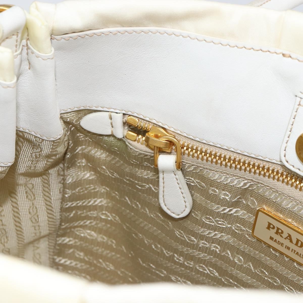 Prada Vintage Tote Tessuto with Leather, WHITE, NYLON, Tote bag