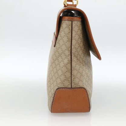 Celine Vintage Macadam Handbag Canvas and Leather, Beige, Canvas, Handbag