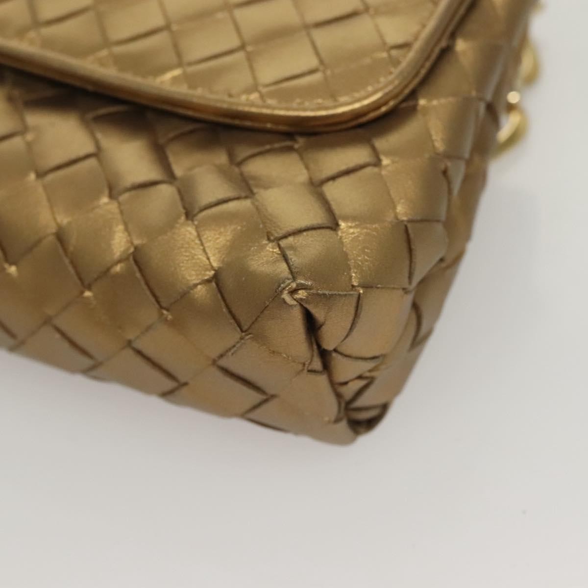 Bottega Veneta Chain Flap Shoulder Bag Leather, GOLD, LEATHER, Shoulder bag