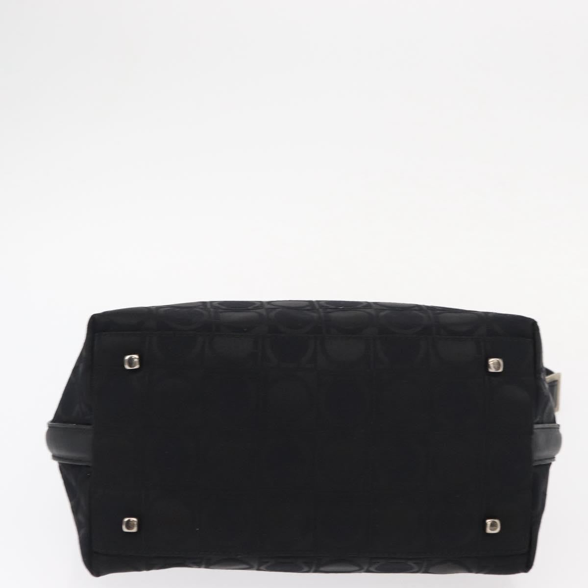 Salvatore Ferragamo Gancini Shoulder Bag Nylon, BLACK, LEATHER, Shoulder bag