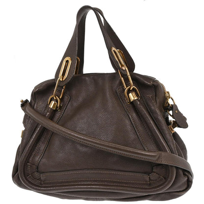 Chloe Paraty Top Handle Bag Leather, BROWN, LEATHER, Handbag